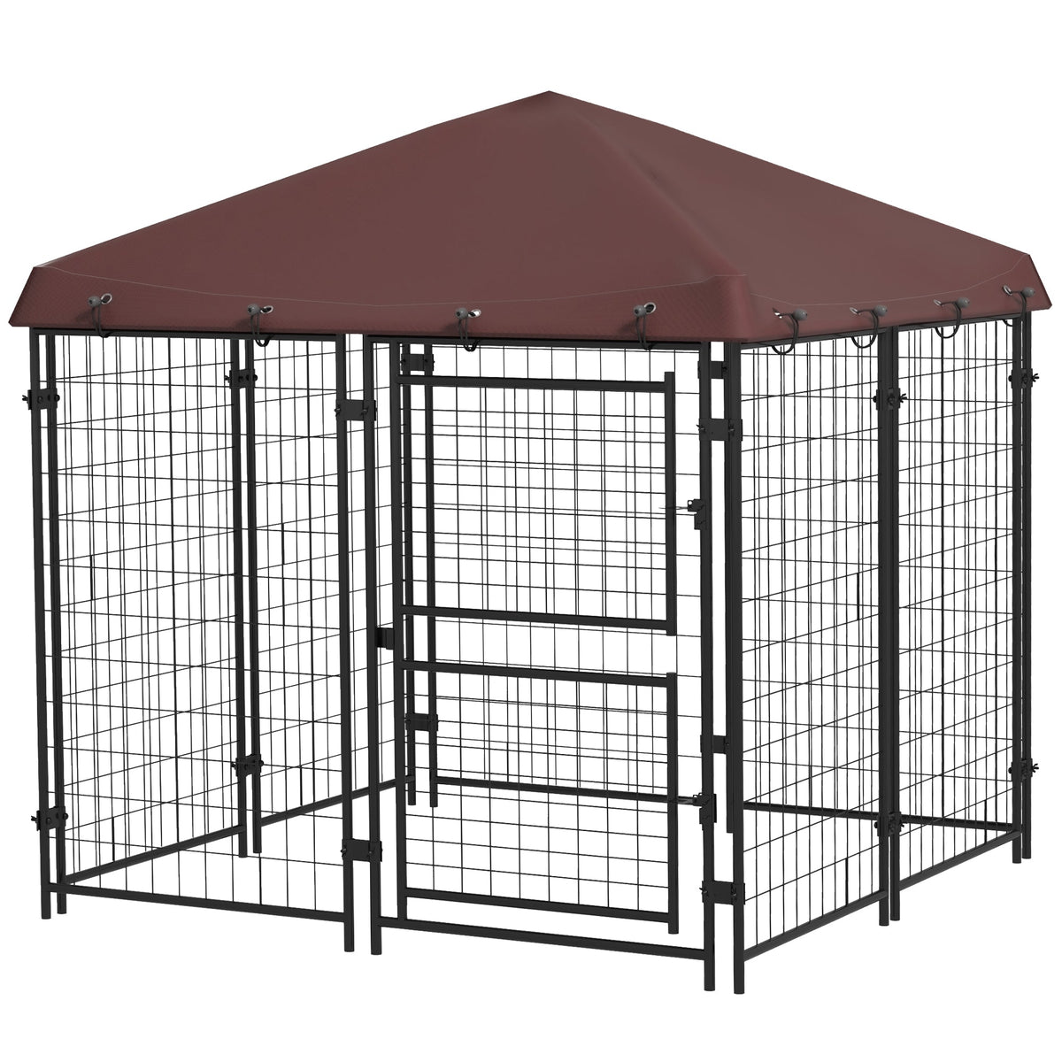 4.6 x 4.6 x 5 Dog Kennel Outdoor with Waterproof Canopy, Large Door