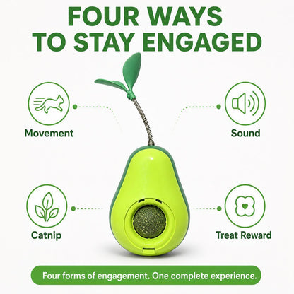 Avocado-Shaped Cat Tumbler Toy  Interactive Wobble Toy That Self-Rights Includes Replaceable Feather & Catnip Ball Indoor Toy For Exercise, Entertainment, And Boredom Relief For Kittens