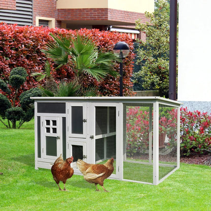 Chicken Coop Wooden Chicken House Rabbit Hutch Poultry Cage Hen Pen  PC Roof With Run Box