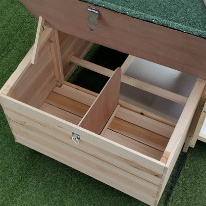 77" Wooden Chicken Coop with Nesting Box, Cute Outdoor Hen House with Removable Tray, Ramp Run, for Garden Backyard, Natural