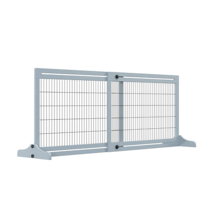 Extra Wide Freestanding Pet Gate With Adjustable Length Dog