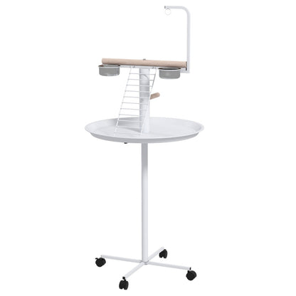 PawHut Bird Stand With Wheels, Perches, Feed Bowls, Round Tray For Parrot