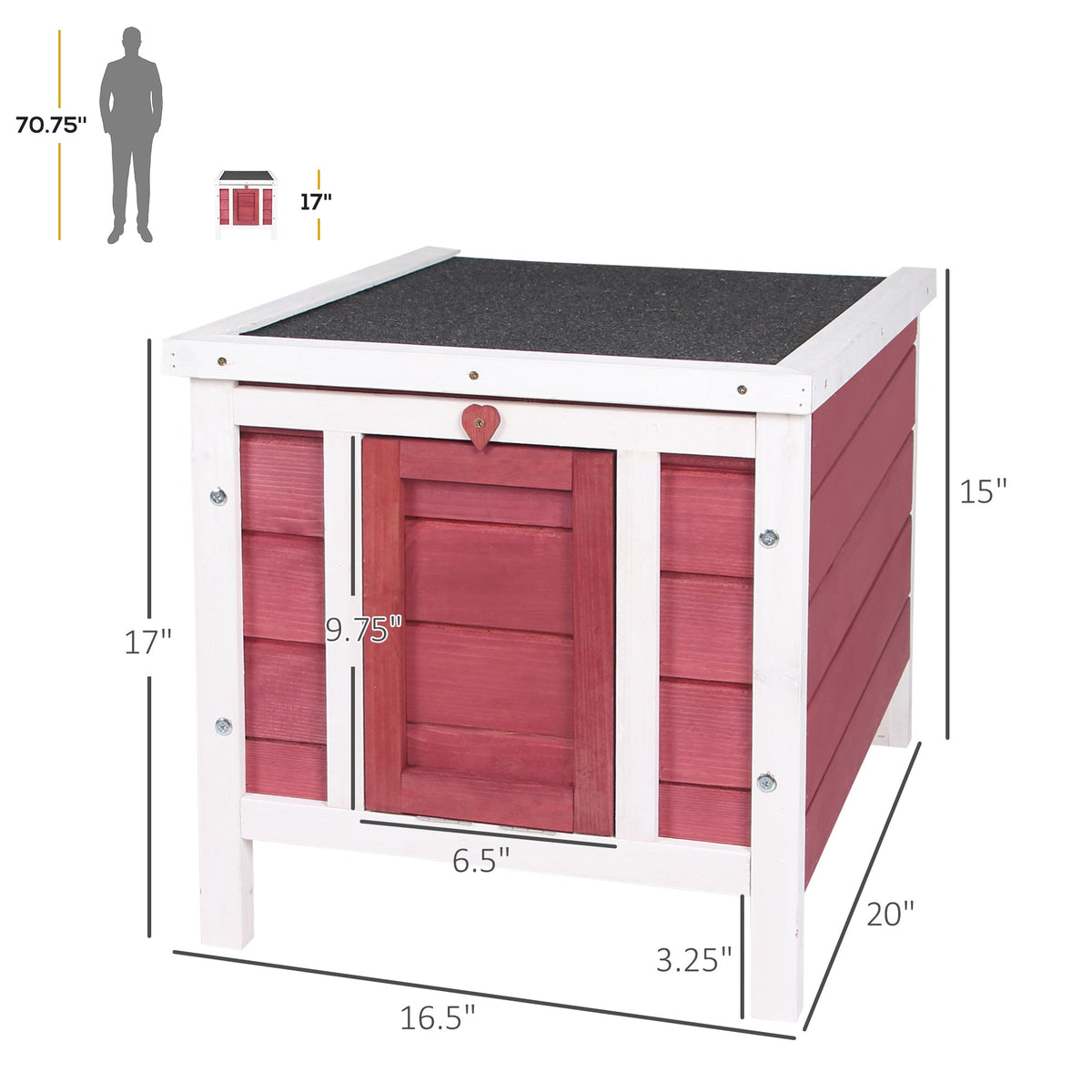 Small Wooden Rabbit Hutch Bunny Cage Guinea Pig Cage Duck House Dog House with Openable & Waterproof Roof, for Rabbits, Chickens, Ducks, Red