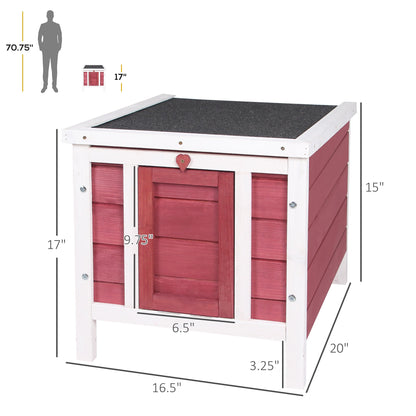 Small Wooden Rabbit Hutch Bunny Cage Guinea Pig Cage Duck House Dog House with Openable & Waterproof Roof, for Rabbits, Chickens, Ducks, Red