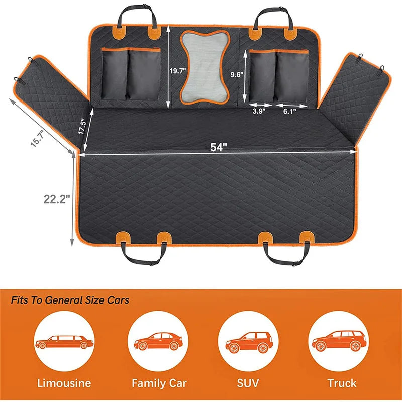 Universal Waterproof Pet Car Seat Cover for Back Seat with Mesh Window, Double-Layer Thickening, Anti-Dirty