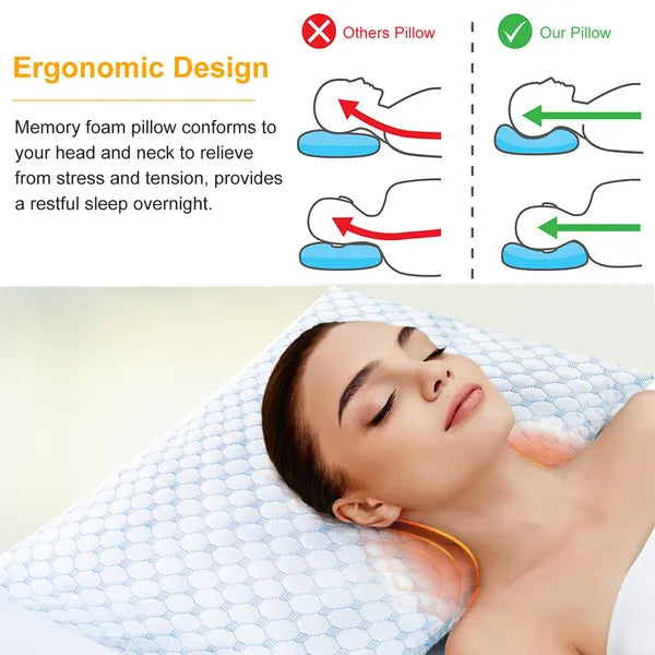 Cooling Memory Foam Pillow Ventilated Soft Bed Pillow With Cooling Gel Infused Memory Foam Heat Reducing Cooling Fiber Breathable Machine Washable