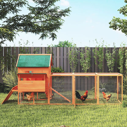 137" Wooden Chicken Coop for 4-6 Chickens, Backyard, Orange