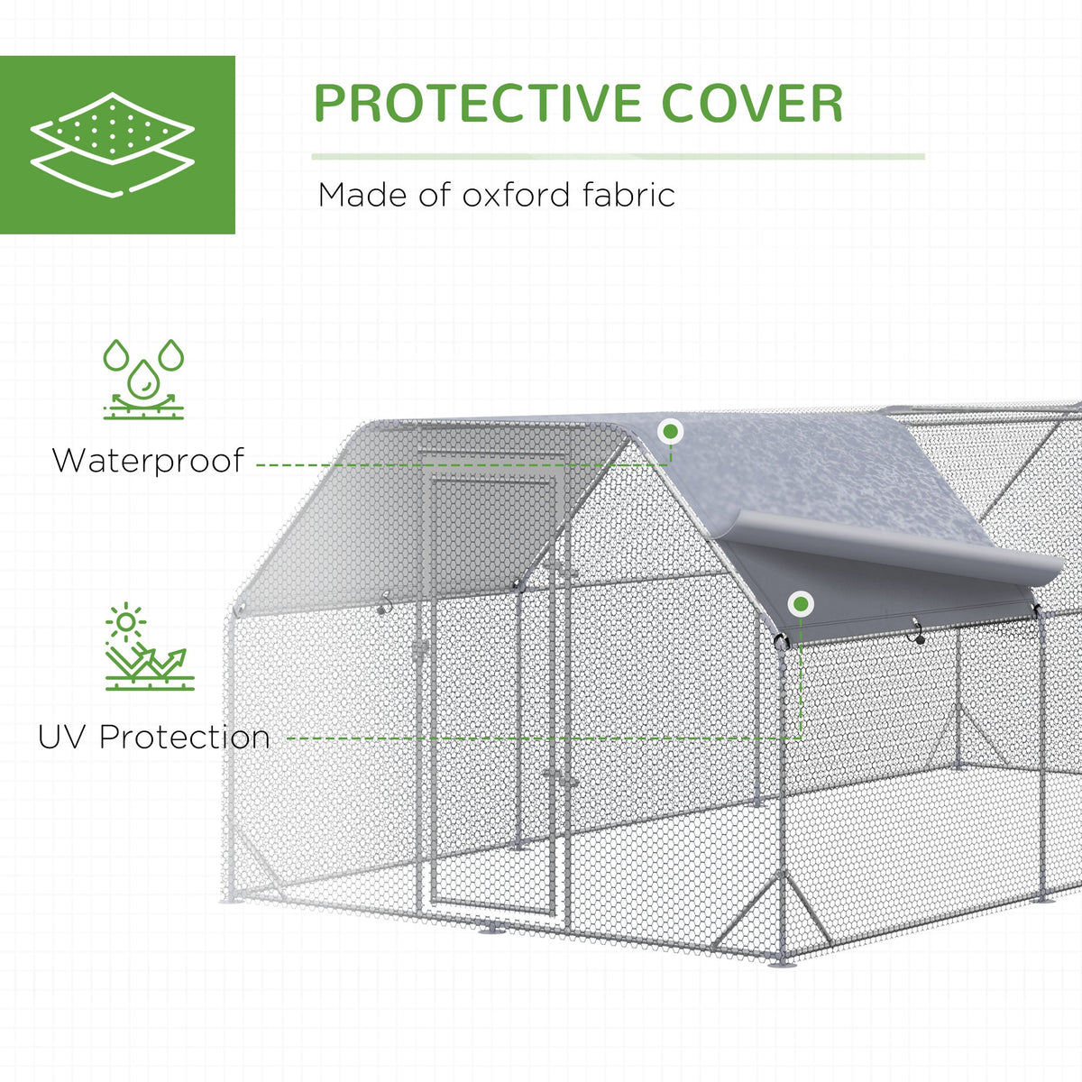 9.2 x 18.7 x 6.4 Large Chicken Coop Metal Chicken Run with Waterproof and Anti-UV Cover, Flat Shaped Walk in Fence Cage Hen House for Outdoor and Yard Farm Use, 1" Tube Diameter