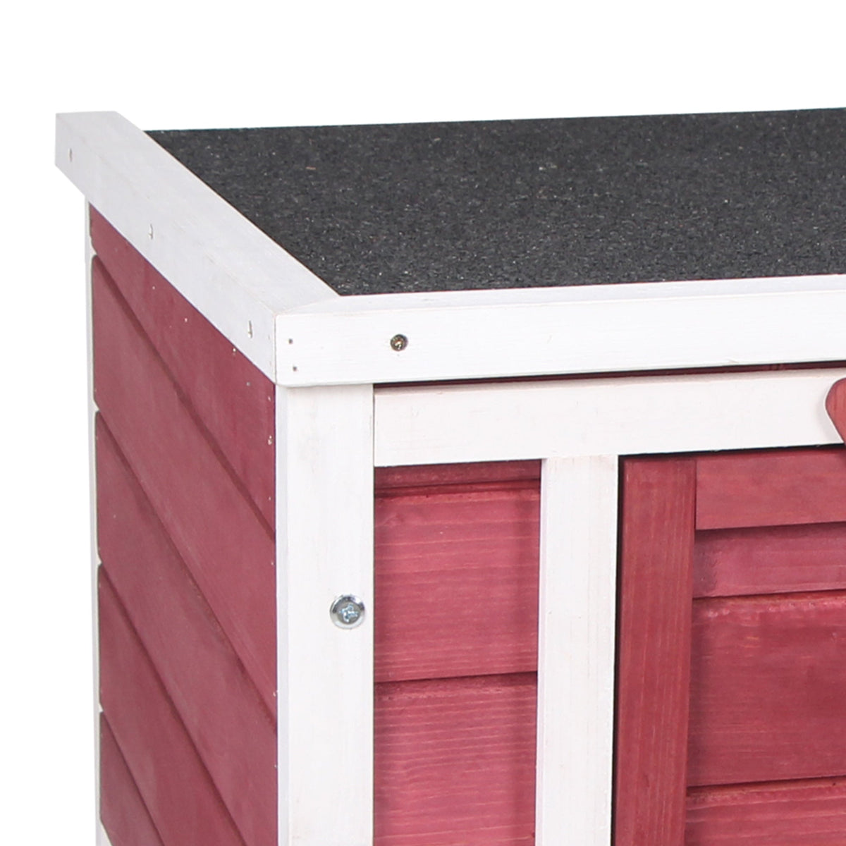 Small Wooden Rabbit Hutch Bunny Cage Guinea Pig Cage Duck House Dog House with Openable & Waterproof Roof, for Rabbits, Chickens, Ducks, Red