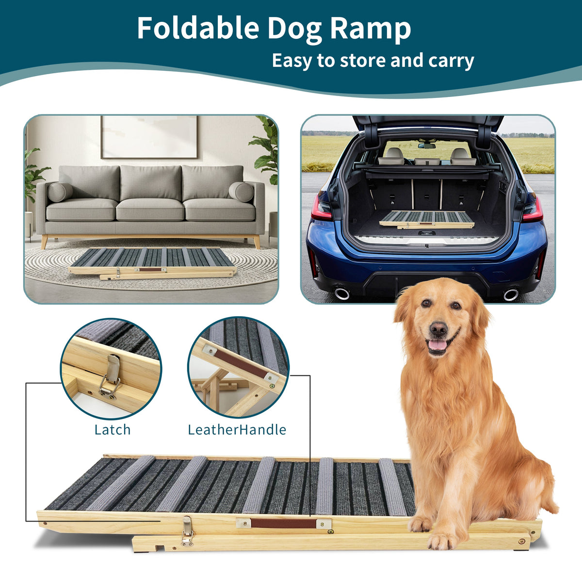 2026 Upgraded Dog Ramp for Couch, Small Dog Ramp for Sofa, 6 Adjustable Height from 14'' to 25", Portable Stable Pet Steps with Non-Slip Pad, Pet Ramps Use for Sofa Couch Stairs