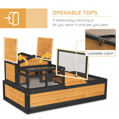 3-Room Tortoise Habitat House w/ Balcony & 2 Stories, 44" x 25.5" x 25", Yellow