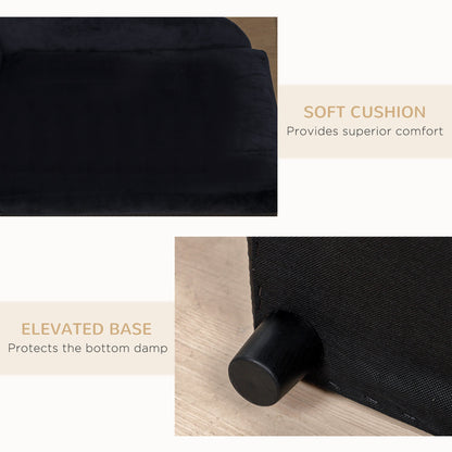 Pet Sofa Bed Couch with Storage, Pet Sofa for Cats and Small Dogs, Black
