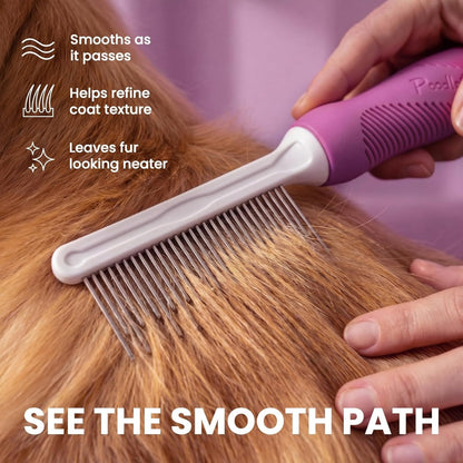 Pet Comb With Long Short Stainless Steel Teeth For Removing Matted Fur, Knots Tangles Detangler Tool Accessories For