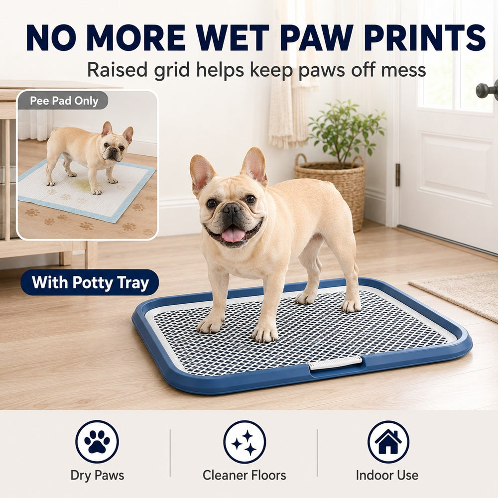 Dog Potty Tray With Removable Grating, Leak-Proof Indoor Dog Toilet For Puppy Training