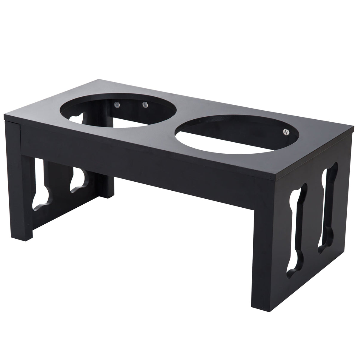 23" Modern Decorative Raised Dog Bowls, Wooden Heavy Duty Pet Food and Water Bowl, Elevated Feeding Station, Black