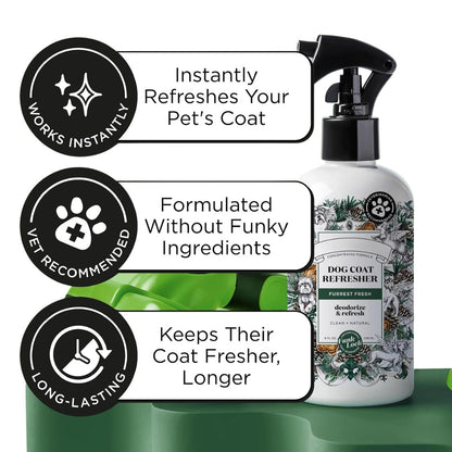 Furrest Fresh Dog Deodorizing Spray, 8 Fl Oz Grooming Perfume For Dog Coat, Pet Odor Neutralizer With Essential Oils, Vet Recommended, Paraben & Sulfate-Free Fir, Amber AND Cedarwood Scent